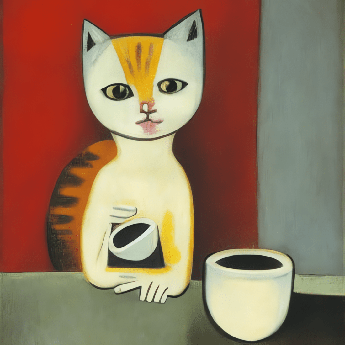 picasso cat drinking milk